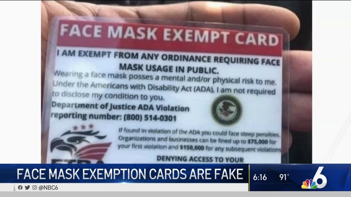 Face Mask Exemption Cards Are Fake NBC 6 South Florida
