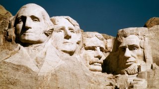 In this undated file photo, Mount Rushmore is shown in South Dakota. From left are George Washington, Thomas Jefferson, Teddy Roosevelt and Abraham Lincoln.