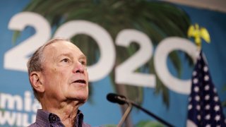 Democratic presidential candidate former New York City Mayor Mike Bloomberg speaks during a news conference on Tuesday, March 3, 2020, in Little Havana, a neighborhood in Miami.