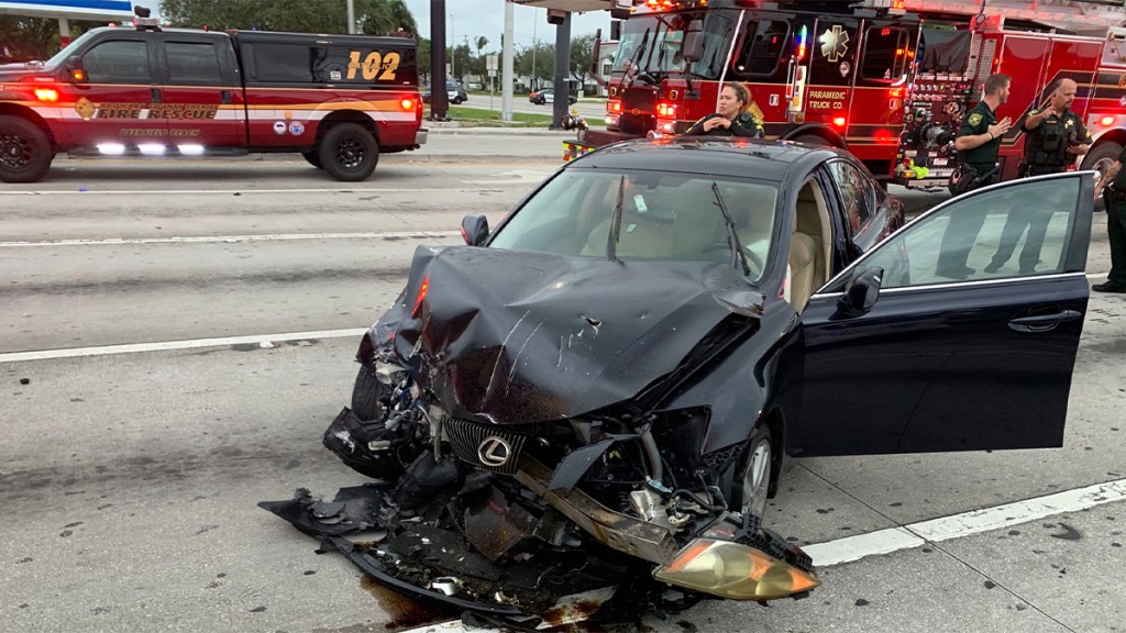 Triple Car Crash In Deerfield Beach Leaves Five Injured
