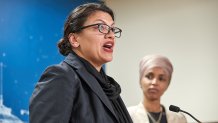 U.S. Reps. Rashida Tlaib (D-MI) and Ilhan Omar (D-MN) hold a news conference on August 19, 2019 in St. Paul, Minnesota. Israeli Prime Minister Benjamin Netanyahu blocked a planned trip by Omar and Tlaib to visit Israel and Palestine citing their support for the boycott, divestment, and sanctions (BDS) movement against Israel.