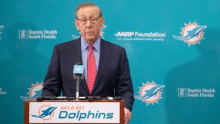 DAVIE, FL – FEBRUARY 04: Stephen Ross Chairman & Owner of the Miami Dolphins addresses the media as he announces Brian Flores as their new Head Coach at Baptist Health Training Facility at Nova Southern University on February 4, 2019 in Davie, Florida. (Photo by Mark Brown/Getty Images)