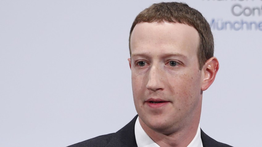 Mark Zuckerberg speaks during the Munich Security Conference at the Bayerischer Hof hotel in Munich, Germany, on Feb. 15, 2020.