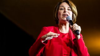 Sen. Amy Klobuchar speaks during a campaign rally