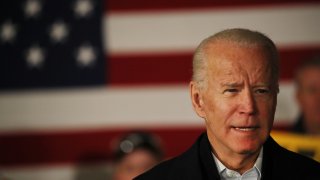 Democratic presidential candidate former Vice President Joe Biden speaks at an event on February 05, 2020 in Somersworth, New Hampshire.