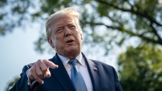 President Donald Trump speaks to reporters before boarding Marine One on the South Lawn of the White House on May 15, 2020 in Washington, DC.