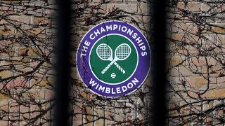 The Wimbledon brand as seen at The All England Tennis and Croquet Club, April 1, 2020, in London, England. The All England Club cancelled Wimbledon for the first time since World War II on Wednesday, as countries around the world grapple with outbreaks of COVID-19 cases at home and abroad. Wimbledon was scheduled to play June 29 to July 12.