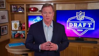 NFL Commissioner Roger Goodell speaks from his home in Bronxville, New York during the first round of the 2020 NFL Draft on April 23, 2020.
