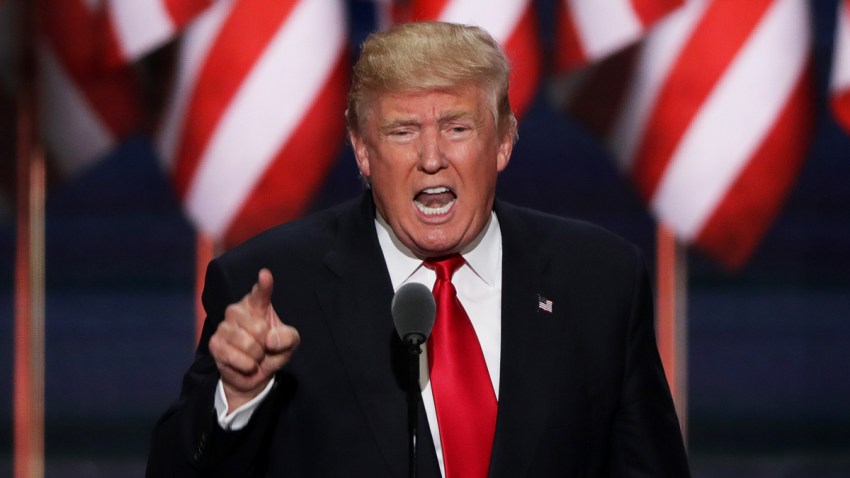 In this July 21, 2016, file photo, Donald Trump delivers a speech during the evening session on the fourth day of the Republican National Convention.