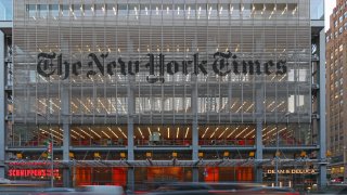 The New York Times Building at 8th Avenue in Midtown at Dawn