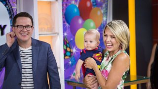 This file photo shows Dylan Dreyer and her son son Calvin and husband Brian Fichera on Wednesday, Aug.2, 2017.