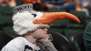 CORAL GABLES, FL – NOVEMBER 28: A young Miami Hurricanes wears an Ibis hat while watching the game against the USC Upstate Spartans on November 28, 2009 at the BankUnited Center in Coral Gables, Florida. The Hurricanes defeated the Spartans 70-41. (Photo by Joel Auerbach/Getty Images)