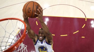CLEVELAND, OH – JUNE 08: Andre Iguodala #9 of the Golden State Warriors dunks in the fourth quarter against the Cleveland Cavaliers during Game Four of the 2018 NBA Finals at Quicken Loans Arena on June 8, 2018 in Cleveland, Ohio.