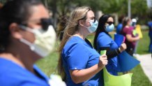 Nurses protest over HCA's mask policy at local hospitals.