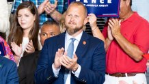 In this July 17, 2019, file photo, Brad Parscale, Campaign Manager for Donald Trump's reelection campaign, is seen during President Donald Trump's Make America Great Again Rally at the Williams Arena at East Carolina University, Greenville.