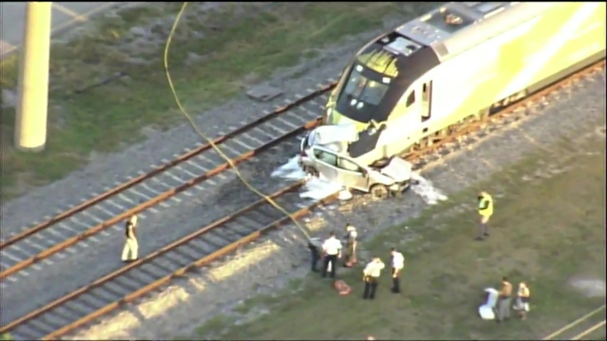 Brightline Train Crashes Into Unoccuiped Car NBC 6 South Florida