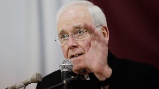 FILE – In this Nov. 5, 2018 file photo, Bishop Richard Malone of Buffalo, speaks during a news conference in Cheektowaga, N.Y. Pope Francis on Wednesday, Dec. 2, 2019, accepted Bishop Richard Malone’s resignation following widespread criticism over how he handled allegations of clergy sexual misconduct.