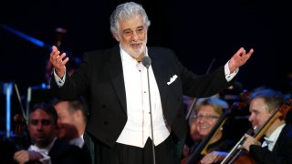 In this Aug. 28, 2019 file photo, opera star Placido Domingo salutes spectators at the end of a concert in Szeged, Hungary. The union that represents opera performers has launched its own investigation into sexual harassment allegations against Domingo, saying it cannot be sure that opera companies will delve into them sufficiently themselves.