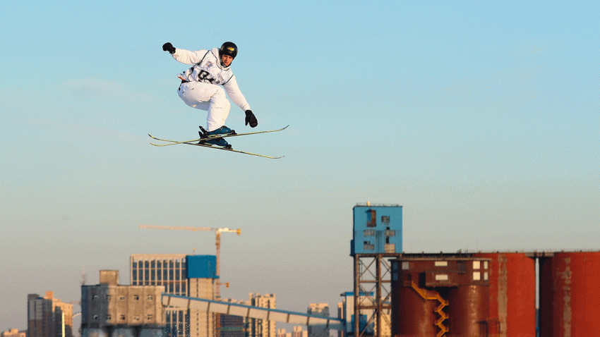 Birk Ruud of Norway in competes in the Men's Freeski Big Air finals during the 2019 Air+Style Beijing FIS SnowBoard World Cup at Shougang Park on Dec. 14, 2019 in Beijing, China. The Big Air Shougang held the FIS Freestyle Ski and Snowboard World Cup competition and will be a venue or the Beijing 2022 Winter Olympic Games.