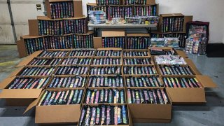 This photo provided Nov. 7, 2019, by the Minnesota Department of Public Safety shows some of the 75,000 THC vaping cartridges seized in drug busts by Minnesota’s Northwest Metro Drug Task Force.