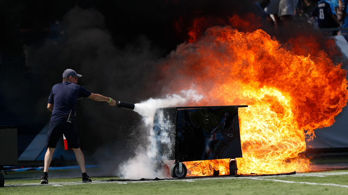 Tenn Titans Pregame Pyrotechnics Start Small Fire NBC 6 