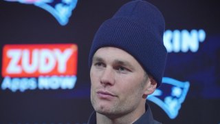 Jan 4, 2020; Foxborough, Massachusetts, USA; New England Patriots quarterback Tom Brady (12) reacts after the game against the Tennessee Titans at Gillette Stadium. Mandatory Credit: David Butler II-USA TODAY Sports