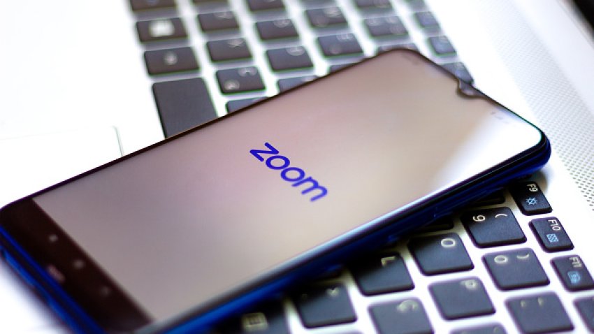 Zoom Video Communications logo seen displayed on a smartphone