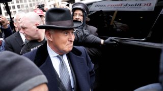 Roger Stone, former adviser and confidante to President Donald Trump, leaves the federal court in Washington, D.C. after being sentenced to 3 years in prison, Feb. 20, 2020.