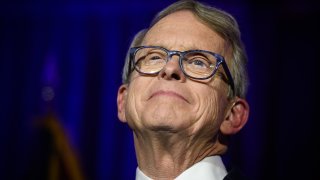 In this file photo, Republican Gubernatorial-elect Ohio Attorney General Mike DeWine gives his victory speech after winning the Ohio gubernatorial race at the Ohio Republican Party's election night party at the Sheraton Capitol Square on November 6, 2018 in Columbus, Ohio.