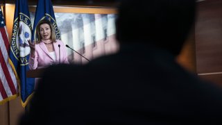 U.S. House Speaker Nancy Pelosi, a Democrat from California, speaks during a news conference on Capitol Hill in Washington, D.C., U.S., on Friday, July 31, 2020. The Senate left Washington for the weekend after a fourth day of negotiations yielded little substantial progress on narrowing differences between Republicans and Democrats on a plan to bolster the coronavirus-ravaged U.S. economy.