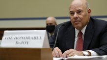 U.S. Postal Service Postmaster General Louis DeJoy testifies at a House Oversight and Reform Committee hearing in the Rayburn House Office Building on August 24, 2020 on Capitol Hill in Washington, DC. The committee is holding a hearing on "Protecting the Timely Delivery of Mail, Medicine, and Mail-in Ballots."