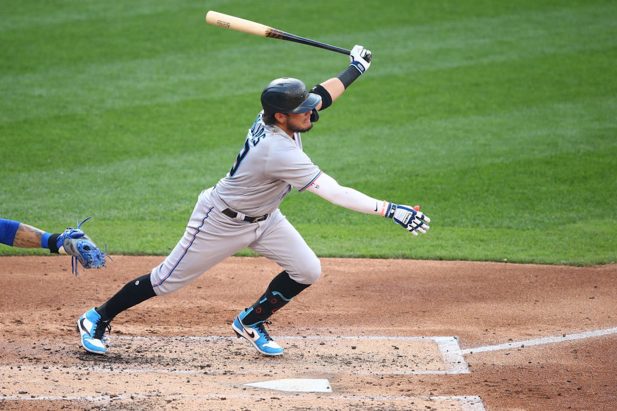 Brian Anderson of the Miami Marlins bats against the Toronto Blue