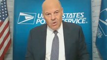 In this image from video, U.S. Postmaster General Louis DeJoy testifies during a virtual hearing before the Senate Governmental Affairs Committee on the U.S. Postal Service during COVID-19 and the upcoming elections, Friday, Aug. 21, 2020 on Capitol Hill in Washington.