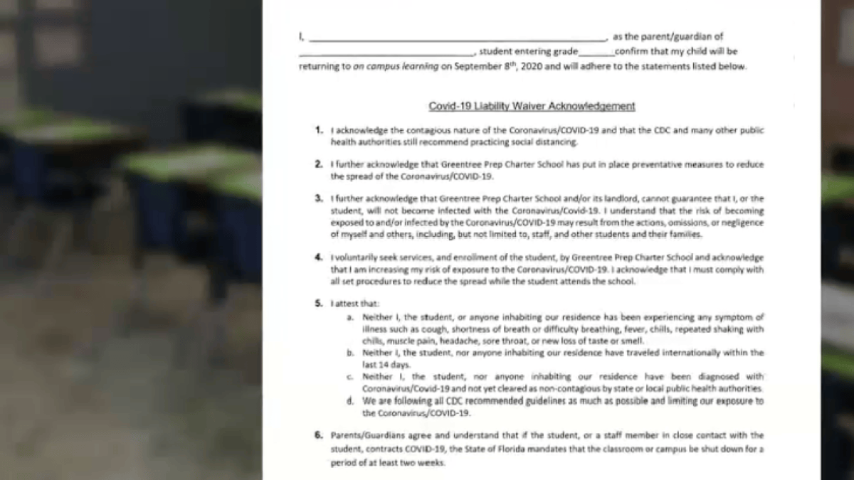 Parents Asked to Sign Waiver for Kids to Attend in-Person Classes at ...