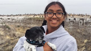 Meena Kumar and her rescue dog Bambie.