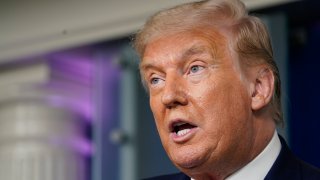 President Donald Trump speaks during a news conference