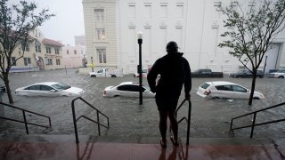 Floodwaters move on the street in Pensacola, Florida