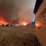 A view of the Creek Fire from a camp site on Sept. 5, 2020.