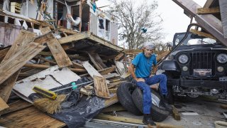 A view of the damage around the site aftermath of the Hurricane Laura in Lake Charles, Louisiana, United States on August 30, 2020.