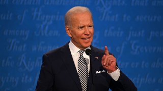 Democratic Presidential candidate and former US Vice President Joe Biden speaks during the first presidential debate at the Case Western Reserve University and Cleveland Clinic in Cleveland, Ohio on September 29, 2020.