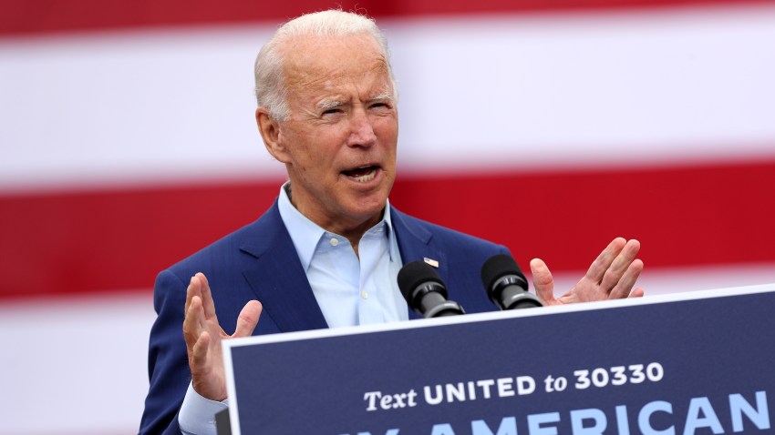 WARREN, MICHIGAN - SEPTEMBER 09: Democratic presidential nominee and former Vice President Joe Biden delivers remarks in the parking lot outside the United Auto Workers Region 1 offices on September 09, 2020 in Warren, Michigan. Biden is campaigning in Michigan, a state President Donald Trump won in 2016 by less than 11,000 votes, the narrowest margin of victory in state's presidential election history.