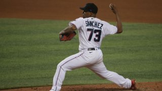 MIAMI, FLORIDA – SEPTEMBER 13: Sixto Sánchez #73 of the Miami Marlins delivers a pitch in the seventh inning against the Philadelphia Phillies at Marlins Park on September 13, 2020 in Miami, Florida. (Photo by Mark Brown/Getty Images)