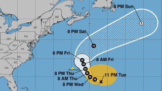 Forecast cone of Hurricane Epsilon