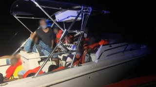 The boat was stopped about 10 miles east of Palm Beach, Florida, Oct. 09, 2020.