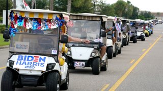 A parade of over 300 golf carts supporting Democratic Presidential candidate Joe Biden