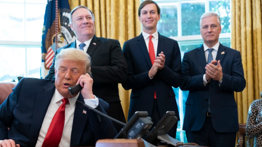 Donald Trump, Mike Pompeo, Jared Kushner, Robert O'Brie