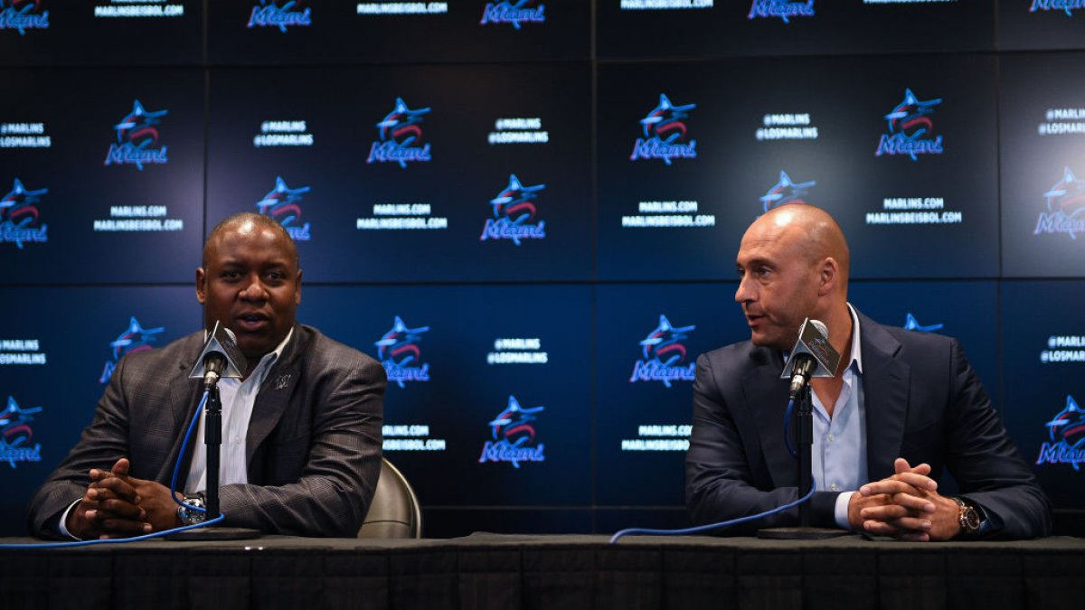 Dee Gordon, Giancarlo Stanton -- Miami Marlins press conference 09