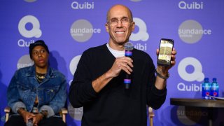 Jeffrey Katzenberg demonstrates Quibi's Turnstyle technology