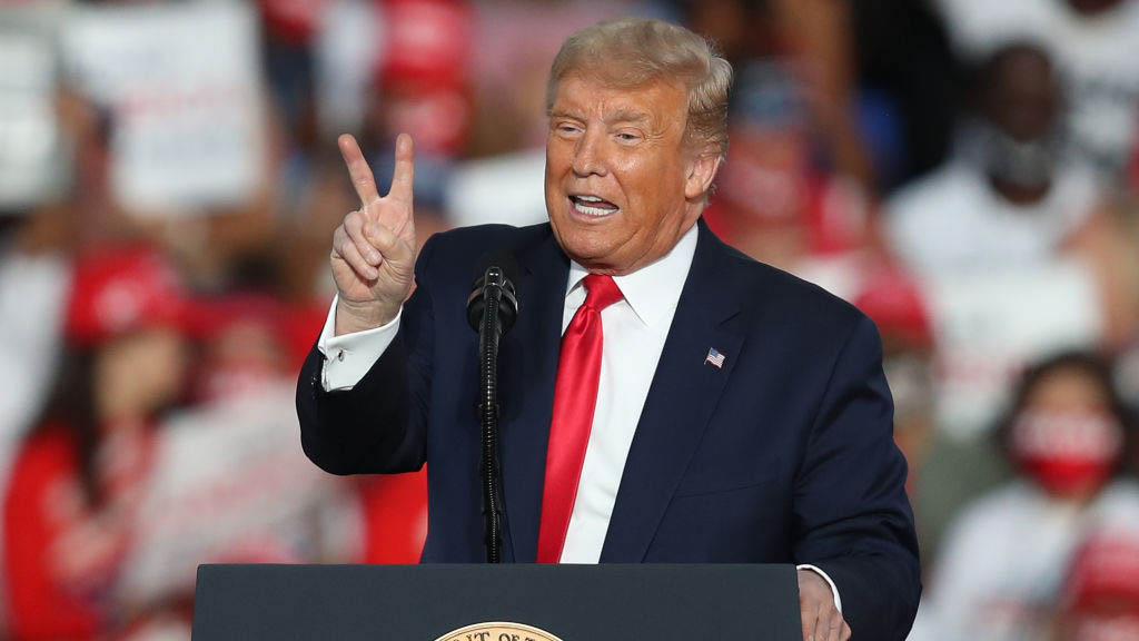 Trump speaking at rally