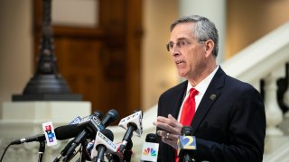 File photo: Georgia Secretary of State Ben Raffensperger holds a press conference on the status of ballot counting on Nov.6, 2020 in Atlanta, Georgia.
